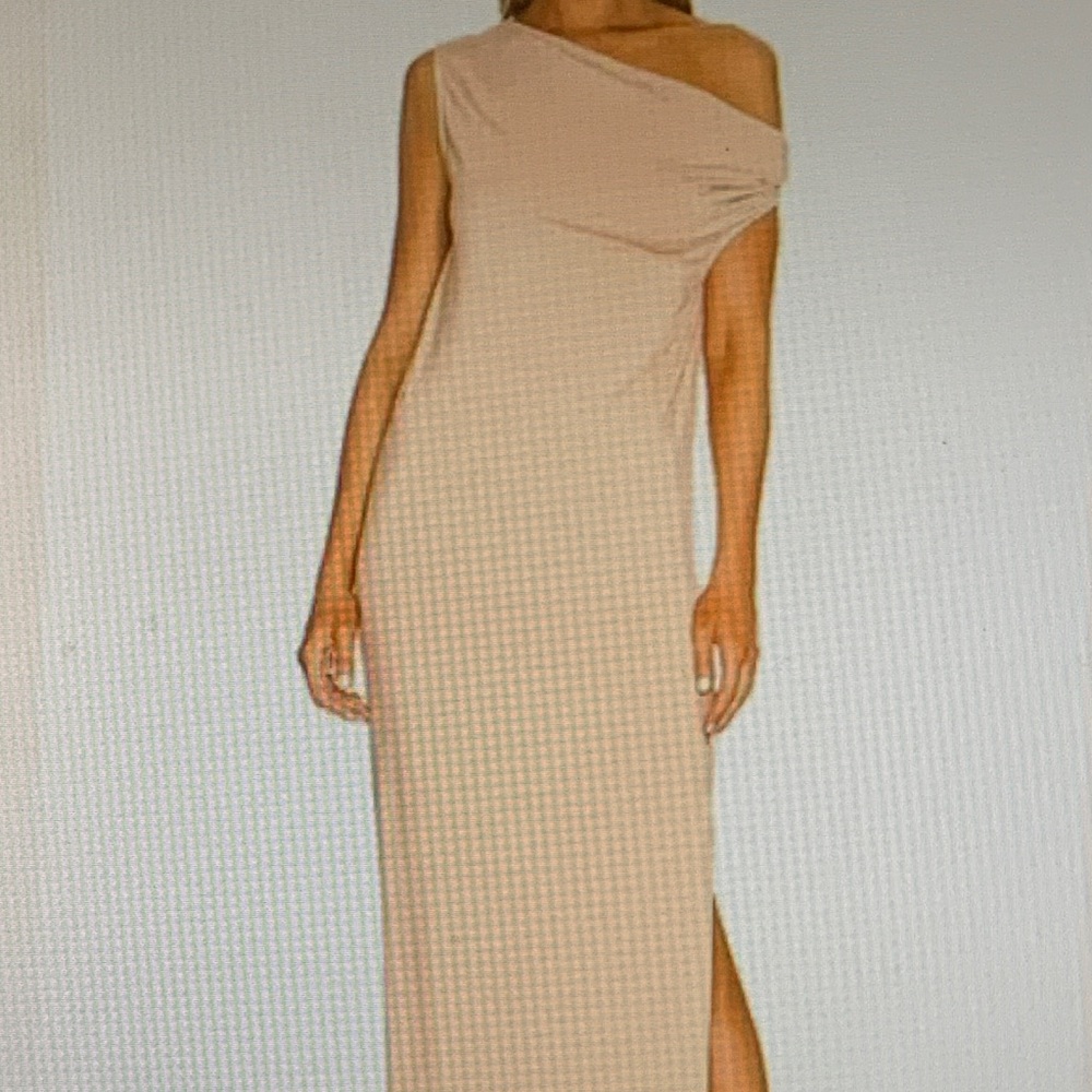Enza Costa One-Shoulder Tan Dress